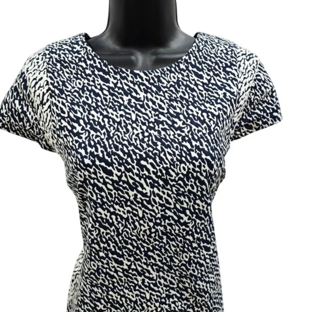 Diane von Furstenberg Navy White Snake Wave Jacquard Sheath Dress 12 D6758298S13